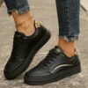 Lace-up White Flats Shoes Fashion Round Toe Slip-on Thick Sole Casual Shoes For Women – Image 2
