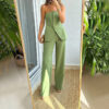 Graceful Tube Top Suit Fashion Button Sleeveless Top And Straight Pants Women's Trousers Set – Image 8