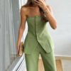 Graceful Tube Top Suit Fashion Button Sleeveless Top And Straight Pants Women's Trousers Set – Image 3