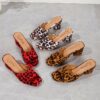 Leopard Square Toe Sandals Summer High-heeled Slippers Chunky Heel Shoes For Women – Image 2