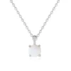 Aimgal Fine Jewelry S925 Sterling Silver White Opal Necklace Clavicular Chain Simple Four-claw Inlay – Image 3