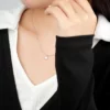 Aimgal Fine Jewelry S925 Sterling Silver White Opal Necklace Clavicular Chain Simple Four-claw Inlay – Image 2