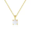 Aimgal Fine Jewelry S925 Sterling Silver White Opal Necklace Clavicular Chain Simple Four-claw Inlay – Image 4