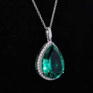Starsgem Pear Cut Emerald Gemstone Chain 18k Gold Necklace Designs