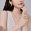 Dylam Exclusive Fine Jewelry Women S925 Silver Link Chain Dainty Synthetic Opal Stone 5A Zirconia Sun Shape Pendant Necklace – Image 2