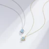 KN1710 Silver Jewelry Trend Simple North Star Clavicle Chain 925 Sterling Silver Gemstone Sky Blue Topaz Pendant Necklace – Image 6