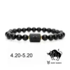 Duoying Natural Stone Bead Bracelet 12 Zodiac Astrology Black Agate Elastic Bracelet – Image 3