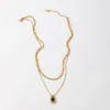 Joolim Jewelry 18K Gold Plated Double-Layer Mother of Pearl Onyx 2 Rows Layered Stainless Steel Necklace – Image 3