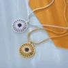 PEISHANG Fashion Jewelry Natural Lapis Lazuli Fan Pendant Brass 18K Gold Plated Gemstone Blue Lazurite Bead Coin Necklaces – Image 3