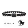 Duoying Natural Stone Bead Bracelet 12 Zodiac Astrology Black Agate Elastic Bracelet – Image 5