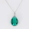 Starsgem Pear Cut Emerald Gemstone Chain 18k Gold Necklace Designs – Image 2