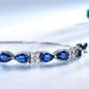 UMCHO 925 Sterling Silver Nano Sapphire Gemstone Chain Bracelet Trendy Geometric Jewelry Women Rhodium Engagement Anniversary – Image 3