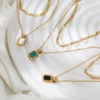 Joolim Jewelry 18K Gold Plated Double-Layer Mother of Pearl Onyx 2 Rows Layered Stainless Steel Necklace – Image 4