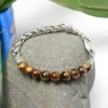 Stainless Steel Chain and Charms 8mm Natural Malachite Stone Beads Bracelet – Image 2