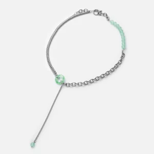 VAF 55CM Emerald Onyx Stone Beads Link Round Cable Chain With Turquoise Round Buckle Cadenas-En-Acero-Quirurg