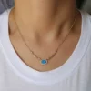 Promotion Blue Fire Opal Gemstone Cz Statement Link Chain Luxury Summer Women Jewelry Stock Opal European Necklace – Image 3