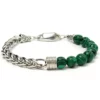 Stainless Steel Chain and Charms 8mm Natural Malachite Stone Beads Bracelet – Image 6