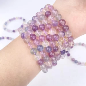 High Quality Natural Crystal Healing Energy Stone Rainbow Fluorite Bracelet for Women