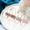 New Arrival Handmade Wire Wrap Gemstone Bangle Natural Amethyst Hexagon Quartz Hexagonal Crystal Gold Bracelet for Women Jewelry – Image 2