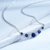 Fashion Wholesale Rainbow Series Colorful Sterling Silver Chain CZ Baroque Emerald Ruby Sapphire Beaded Necklace for Women – Image 2