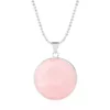 Natural Gemstone Circular Pendant Necklace Faceted Crystal Charms Women/Men Tiger Eye Rose Quartz Obsidian Pearl Chain Jewelry – Image 5