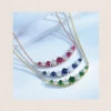 Fashion Wholesale Rainbow Series Colorful Sterling Silver Chain CZ Baroque Emerald Ruby Sapphire Beaded Necklace for Women – Image 6