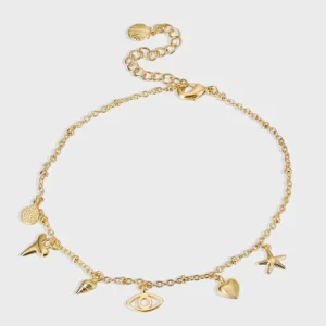 Fashion Marine element love Starfish Shell Conch Foot Chain Brass Gold-plated Jewelry