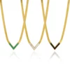 18K Gold Plated Stainless Steel Flat Snake Chain Necklace Black Green Malachite Shell V Shaped Necklace YF3087 – Image 6