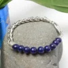 Stainless Steel Chain and Charms 8mm Natural Malachite Stone Beads Bracelet – Image 3