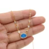 Promotion Blue Fire Opal Gemstone Cz Statement Link Chain Luxury Summer Women Jewelry Stock Opal European Necklace – Image 5