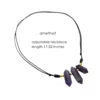 Natural Amazonite Moonstone Amethyst Pencil Shape Point 3 Stones Pendant Necklace Adjustable Rope Leather Chain for Men Women – Image 5