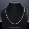 3mm Round Synthetic Sapphire rainbow Tennis Gemstone Necklace Multicolor Tennis Chain – Image 2
