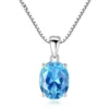 OAHLAN Fashion Jewelry Blue Topaz 925 Sterling Silver Pendant Necklace for Women Wedding Birthday Gift 18 Inch Silver Chain – Image 4