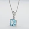4.5 Carat square Solitaire Natural Sky Blue Topaz Stone Pendant 925 Sterling Silver Charms Chain Necklace for Women
