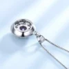 Fine Jewelry 925 Sterling Silver Eye Circle Necklace Nano Sky Blue Zircon Topaz Pendant Box Chain Necklace for Girl Women – Image 4