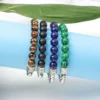 Stainless Steel Chain and Charms 8mm Natural Malachite Stone Beads Bracelet – Image 5