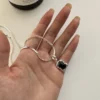 S925 Sterling Silver Korean Niche Design Black Onyx Pendant Fashion Finger Ring Collarbone Chain – Image 5