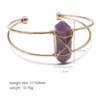 New Arrival Handmade Wire Wrap Gemstone Bangle Natural Amethyst Hexagon Quartz Hexagonal Crystal Gold Bracelet for Women Jewelry – Image 5