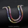 3mm Round Synthetic Sapphire rainbow Tennis Gemstone Necklace Multicolor Tennis Chain – Image 4