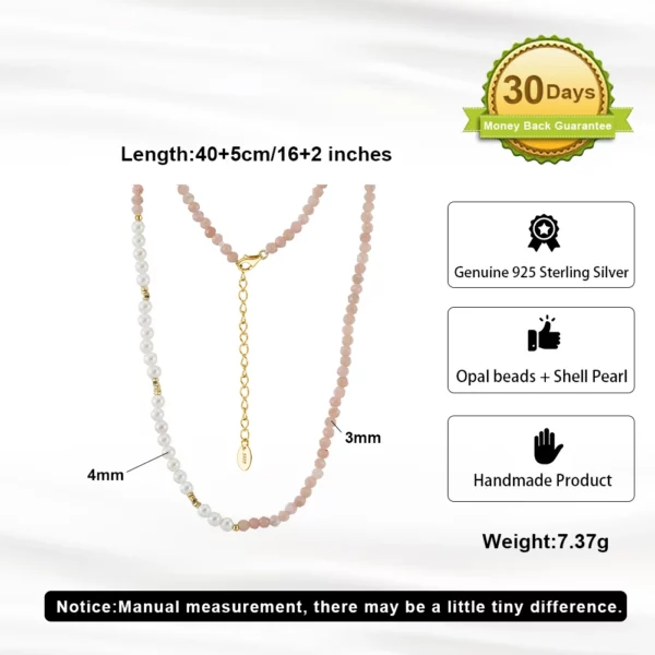 GMN52 RINNTIN 925 Sterling Silver Shell Pearl Opal Beads Necklace Chain 14K Gold Plated Jewelry