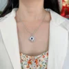 PEISHANG Fashion Jewelry Natural Lapis Lazuli Fan Pendant Brass 18K Gold Plated Gemstone Blue Lazurite Bead Coin Necklaces – Image 2