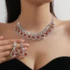 Hoyon New Sapphire Drop Pendant Choker Chain Elegant Shiny Rhinestone Fashion Necklace for Women – Image 5