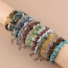 Natural 7 Chakra Crystal Stone Bracelets for Men Women  Stainless Steel Chains Amethyst Jade Turquoise Chipped Gemstone Bracelet – Image 2
