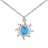 Dylam Exclusive Fine Jewelry Women S925 Silver Link Chain Dainty Synthetic Opal Stone 5A Zirconia Sun Shape Pendant Necklace – Image 5