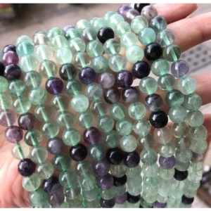 Natural Fluorite Gemstone Smooth Round Loose Beads for DIY Jewelry Making Crystal Energy Stone Healing Power