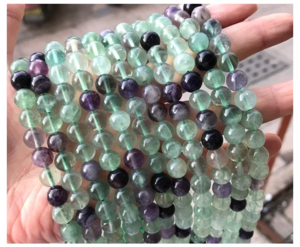 Natural Fluorite Gemstone Smooth Round Loose Beads for DIY Jewelry Making Crystal Energy Stone Healing Power