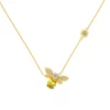 Dylam Exquisite Fine Jewelry Women 18K Gold Plated Sterling Silver Link Chain 5A Cubic Zirconia Topaz Bee Pendant Necklaces – Image 6