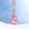Pink Gemstone Jewelry Making Factory Natural Quartz Stone Directly Supplies Crystal Rose Gold Pendant Without Chain – Image 2