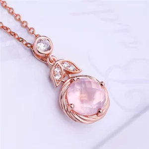 Pink Gemstone Jewelry Making Factory Natural Quartz Stone Directly Supplies Crystal Rose Gold Pendant Without Chain