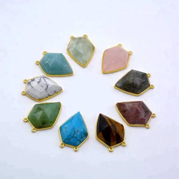 New Arrivals Natural Amazonite Blue Gemstone Faceted Drop Point Pendant Jewelry Connector Real Stone Chain Necklace for Gift